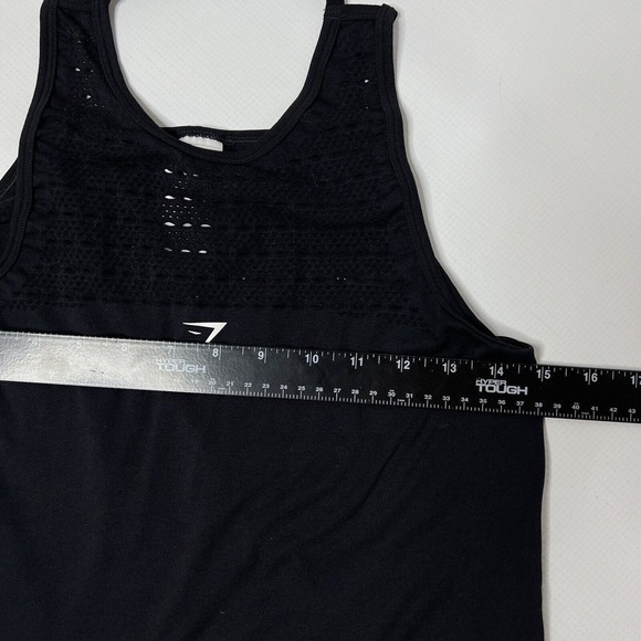 Gymshark Size XS Energy Seamless Loose Tank, Color Black, Laser Cut Out, Logo - Picture 6 of 7